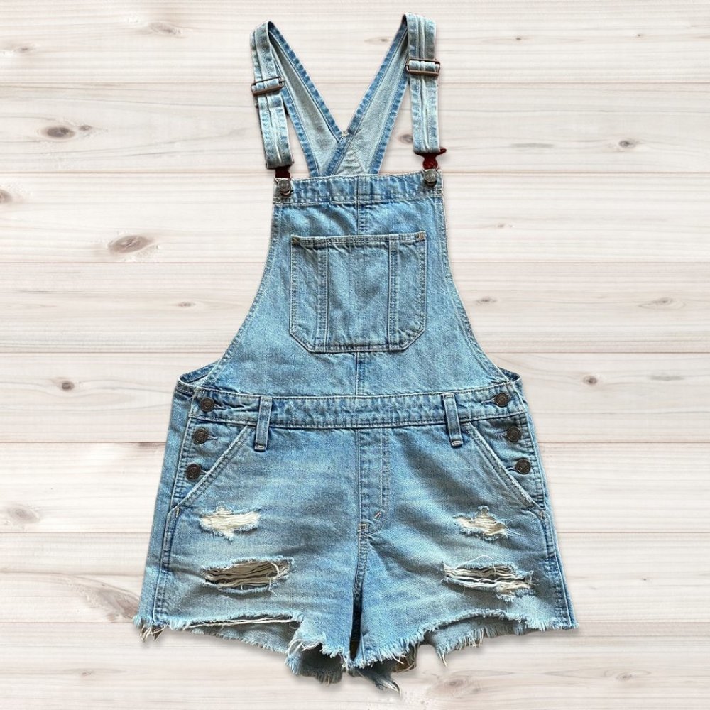 Abercrombie Distressed Jean Shortalls | Size M